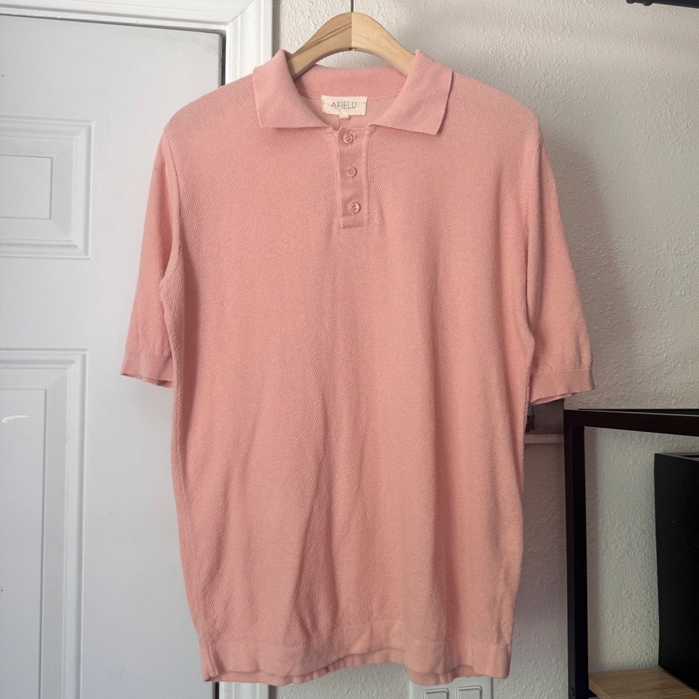 FAR AFIELD uk light peach pink short sleeve cotton polo shirt